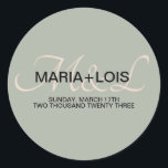 Pegatina Redonda Elegante Boda rosa verde sabio monogramado<br><div class="desc">Etiquetas favoritas monogramadas para Boda</div>