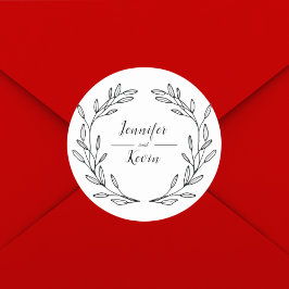 Pegatina Redonda Elegante Boda Rústico de Flores Silvestres