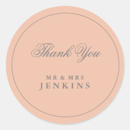 Pegatina Redonda Elegante Boda simple rosa Rubor