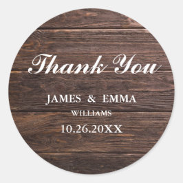 Pegatina Redonda Elegante Boda Woodsy Gracias A Los Pegatinas