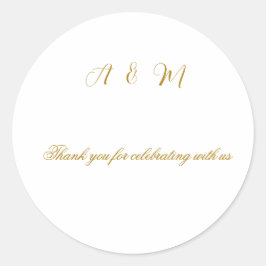 Pegatina Redonda Elegante Boho Dorado Falso Favor de Boda Clas