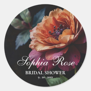 Pegatina Redonda Elegante boho vintage de moho floral rojo de durmi