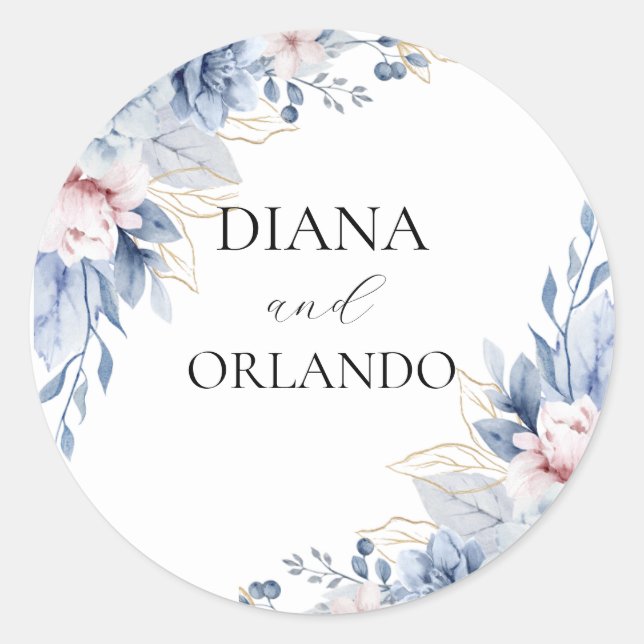 Pegatina Redonda Elegante Boho Wildflower (Anverso)