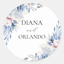 Pegatina Redonda Elegante Boho Wildflower