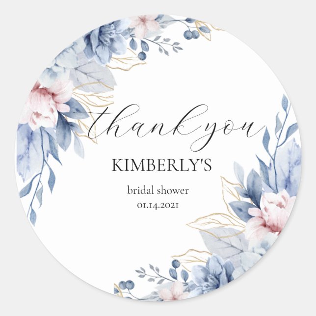 Pegatina Redonda Elegante Boho Wildflower (Anverso)