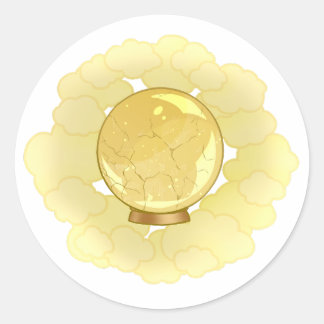 Pegatina Redonda Elegante bola de cristal resquebrajada con oro