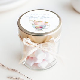 Pegatina Redonda Elegante brunch de novias de té de flores