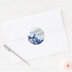 Pegatina Redonda Elegante caja de regalo para Navidades con cinta a