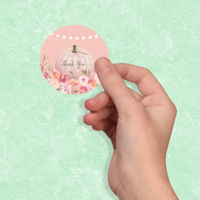 Pegatina Redonda Elegante Calabaza Agradecida (Subido por el creador)