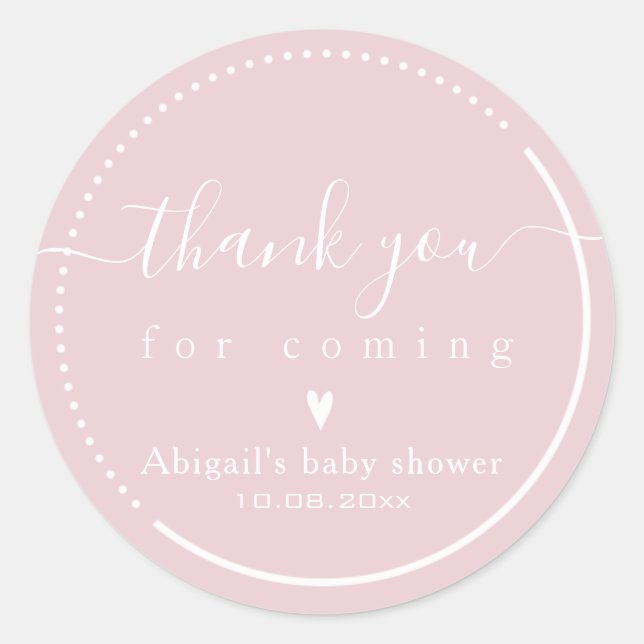Pegatina Redonda Elegante Caligrafía Agradecimiento para Baby Showe (Anverso)