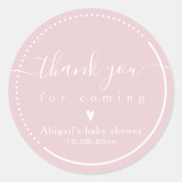 Pegatina Redonda Elegante Caligrafía Agradecimiento para Baby Showe