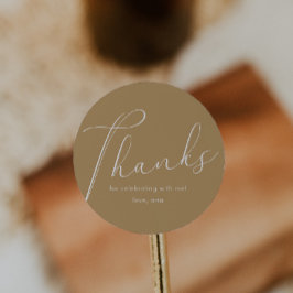 Pegatina Redonda Elegante caligrafía amarillo gracias