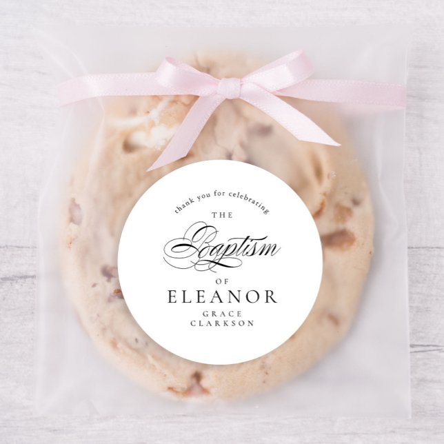 Pegatina Redonda Elegante caligrafía bautismo Gracias (Subido por el creador)