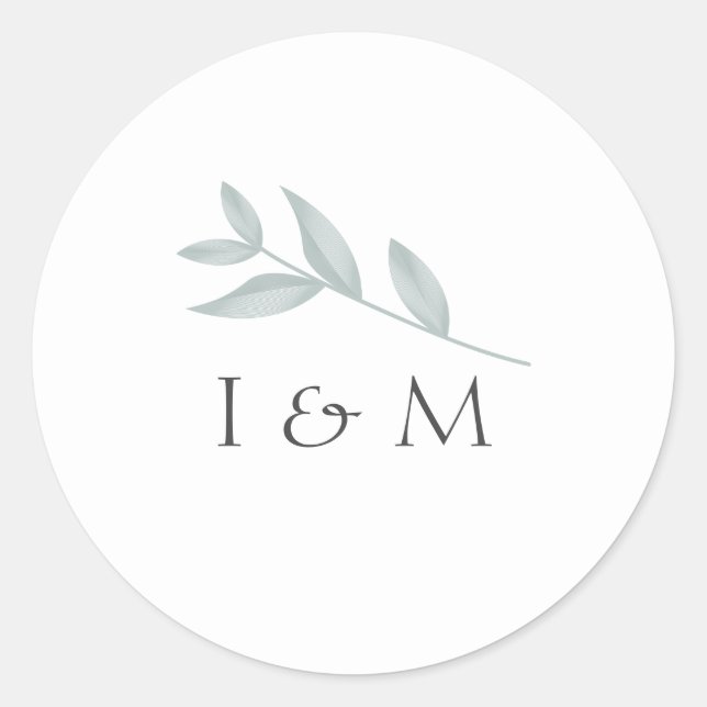 Pegatina Redonda Elegante caligrafía Boda botánico (Anverso)