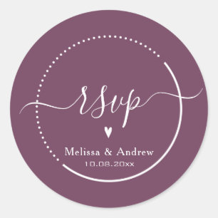 Pegatina Redonda Elegante caligrafía - Borgoña Boda RSVP