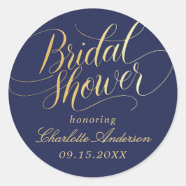 Pegatina Redonda Elegante caligrafía Bridal Shower