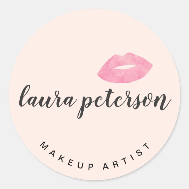 Pegatina Redonda Elegante caligrafía de escritura manuscrita de lab (Anverso)