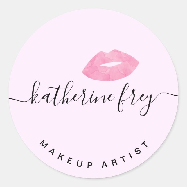 Pegatina Redonda Elegante caligrafía de escritura manuscrita de lab (Anverso)