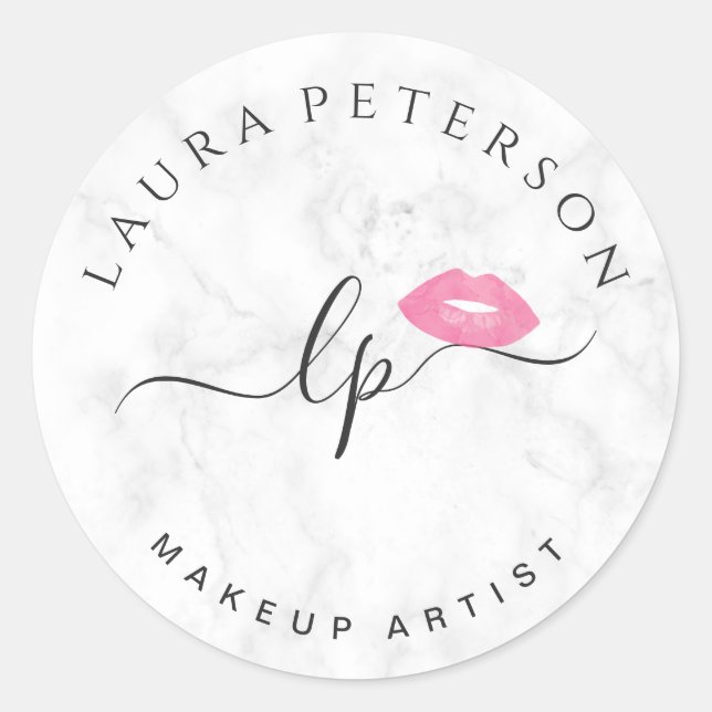 Pegatina Redonda Elegante caligrafía de escritura manuscrita de lab (Anverso)