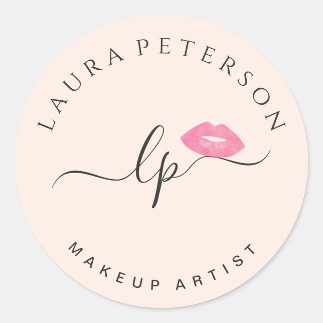 Pegatina Redonda Elegante caligrafía de escritura manuscrita de lab (Anverso)