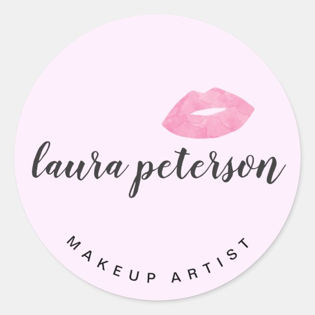 Pegatina Redonda Elegante caligrafía de escritura manuscrita de lab (Anverso)