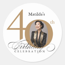 Pegatina Redonda Elegante caligrafía de guión 40 cumpleaños