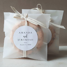 Pegatina Redonda Elegante caligrafía moderna Boda blanco y negro