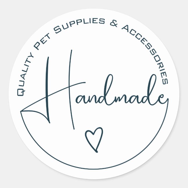 Pegatina Redonda Elegante caligrafía simple de color blanco casero (Anverso)