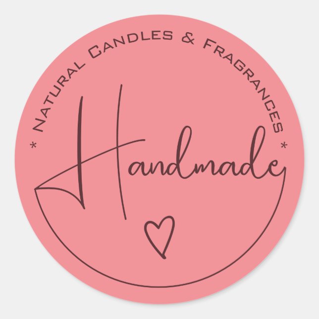 Pegatina Redonda Elegante caligrafía simple de láminas de corazón h (Anverso)