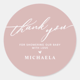 Pegatina Redonda Elegante Carta de Agradecimiento con Letra Manuscr