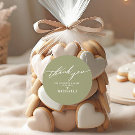 Pegatina Redonda Elegante Carta de Agradecimiento con Letra Manuscr