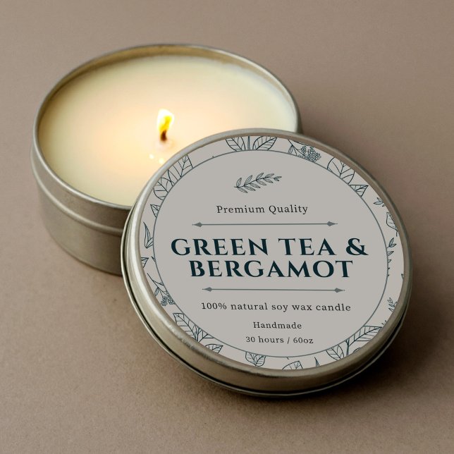 Pegatina Redonda Elegante Cárteles Botánicos De Vela Láctea (Elegant Warm Milky Creamy Botanic Candle Labels )