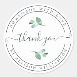 Pegatina Redonda Elegante Casero Con Amor Blanco Negro Gracias