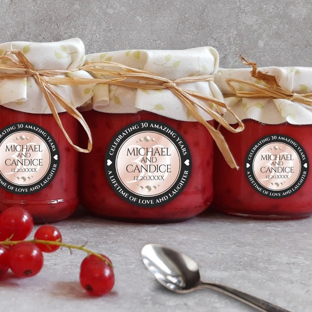 Pegatina Redonda Elegante celebración del 30° Aniversario de la Bod (Elegant 30th Pearl Wedding Anniversary Round Stickers Cover Photo.)