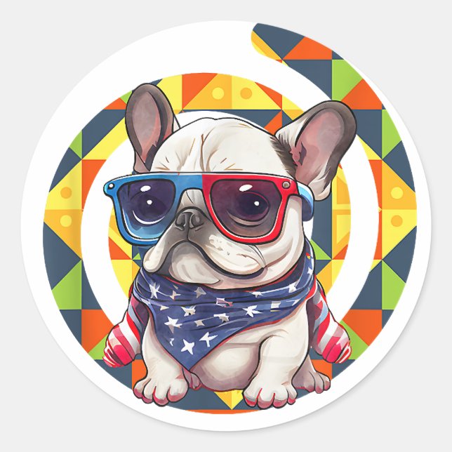 Pegatina Redonda Elegante cerámica de patrón floral azul (Anverso)