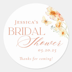 Pegatina Redonda Elegante Citrus Floral Bridal Shower