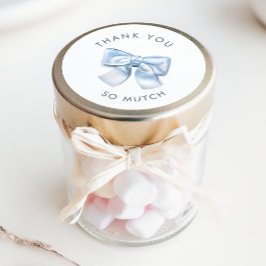 Pegatina Redonda Elegante Clásico Bebé Azul acuarela Bow Gracias