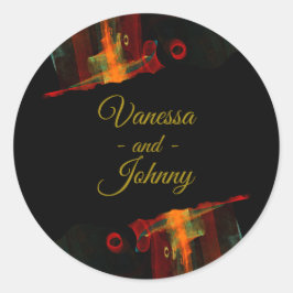 Pegatina Redonda Elegante Clásico Moderno Patrón de Moda #903 Boda