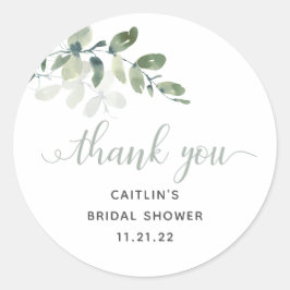 Pegatina Redonda Elegante color de agua verde Bridal Shower Favor