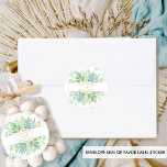 Pegatina Redonda Elegante color verde azul, verde Boda<br><div class="desc">Elegante sello para sobres o pegatina con delicadas manchas de acuarela y color de agua pintado a mano en tonos turquesa,  acuático,  azul polvoriento y verde suave. Los acentos decorativos de oro. Parte de nuestra colección "Airy Blue and Green Watercolor" con una variedad de productos de coordinación.</div>