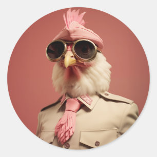 Pegatina Redonda Elegante comandante de pollo de Pascua