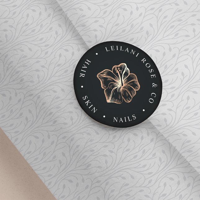 Pegatina Redonda Elegante Copper Hibiscus Flower Personalizada (Subido por el creador)
