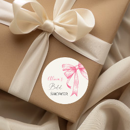 Pegatina Redonda Elegante Coqueta Retro Rosa Tiro de Boda