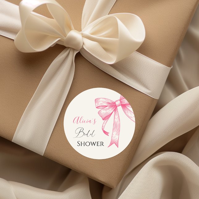 Pegatina Redonda Elegante Coqueta Retro Rosa Tocado Lluvia de Novia (Subido por el creador)