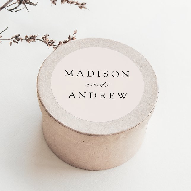 Pegatina Redonda Elegante crema Boda personalizado (Subido por el creador)