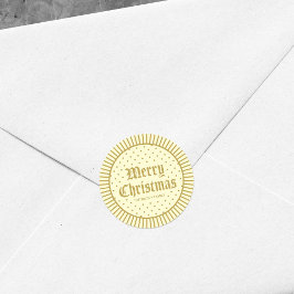 Pegatina Redonda Elegante Crema Decorativa Geométrica Feliz Navidad