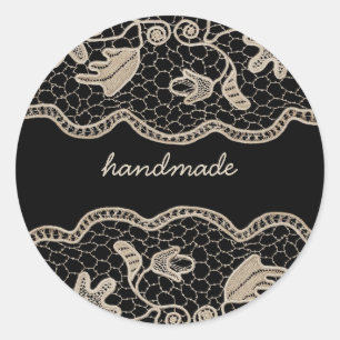 Pegatina Redonda Elegante Crochet Lace