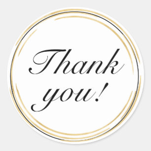 Pegatina Redonda Elegante cumpleaños oro negro gracias