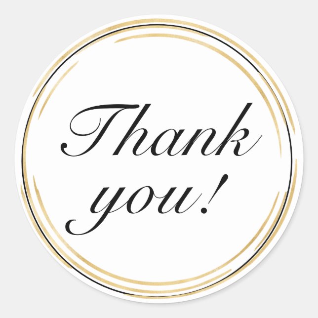 Pegatina Redonda Elegante cumpleaños oro negro gracias (Anverso)