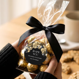 Pegatina Redonda Elegante de oro Gracias